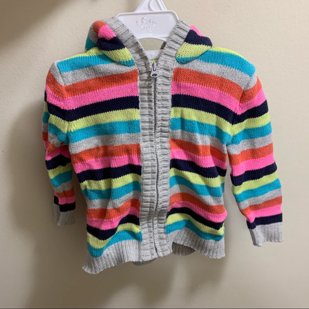 Carter’s Striped Multicolored Hooded Sweater Size 12 M